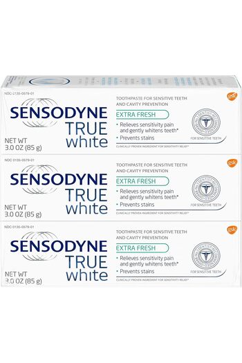 Sensodyne True White Sensitive Teeth Whitening Toothpaste for Stained Teeth, Cavity Prevention and S