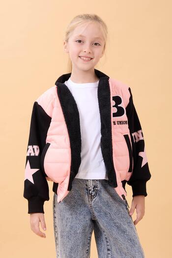 Perendi Girl's Plush Quilted College Jacket – Yavruağzı