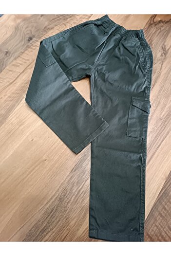 Blotch Girls Boys Unisex School Children's Trousers Gabardine Elastic Waist Side Pocket Trousers 4-5 Years Old Khaki