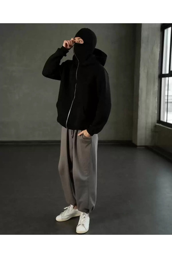 Touz Moda Touz Collection Маска Детальна Oversize на блискавці Чорна унісекс кофта з капюшоном