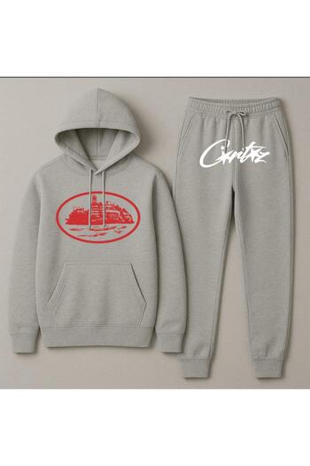 Elvino Hooded Crtz Printed Oversize Women'S/Men's Unisex Winter 3 Thread Gray Tracksuit Set