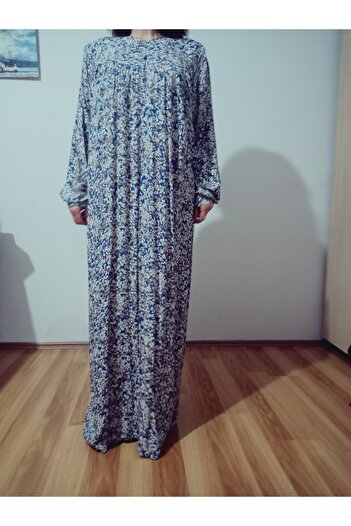 hoaryage Robadan Rochie pentru mama cu mâneci lungi 100% viscoză cu flori de imprimare, rochie de rugăciune, rochie hijab