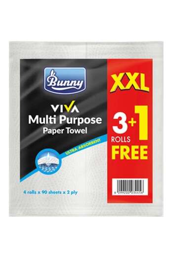 BUNNY Viva Kitchen Roll 90 Sheets Pack Of 4