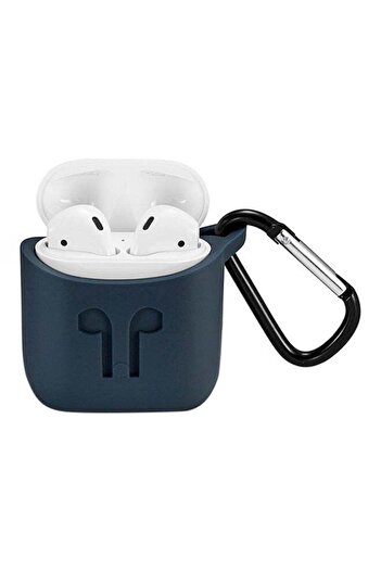 Generic Charging Cover Hanging Pouch Case For Apple AirPods With Lanyard Blue