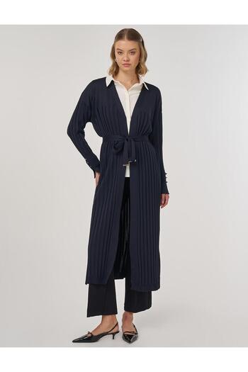 Kayra Belted Knitwear Cardigan Navy Blue