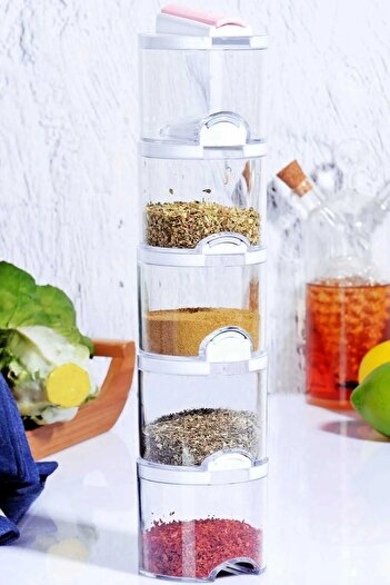 shopwave Acrylic Colorful Plug-in 5-Piece Bremen Practical Spice Jar Set 12x8x25 cm