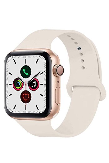 Perfii Solid Silicone Replacement Band For Apple Watch Series 5/4/3/2/1 Antique White