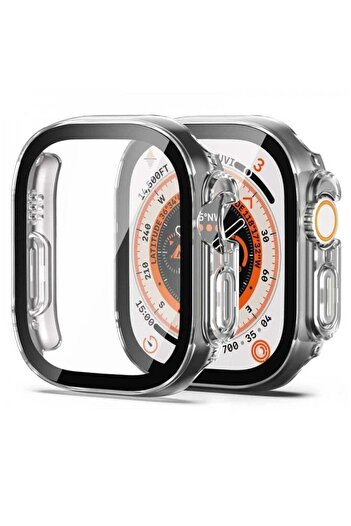 Generic غطاء حماية صلب متوافق مع ساعة Apple Watch Ultra/Ultra 2، مقاس 49 مم، شفاف/أسود