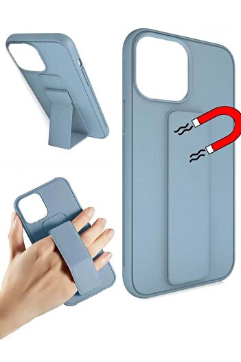 Generic Protective Case Cover with Finger Grip Kickstand for iPhone11 Cyan (Light Blue)