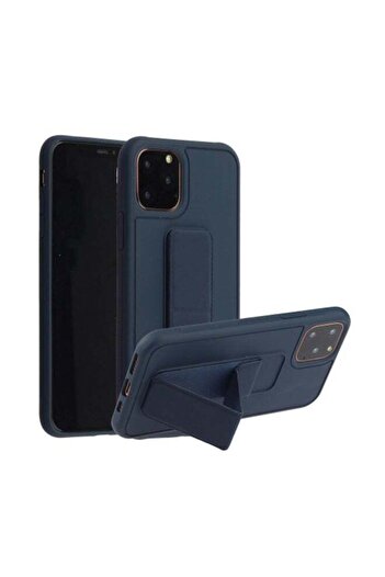 Generic Shockproof PC TPU Protective Case With Wristband Holder For Apple iPhone 12/12 Pro Dark Blue