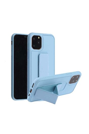 Generic Shockproof PC TPU Protective Case With Wristband Holder For Apple iPhone 12/12 Pro Light Blue