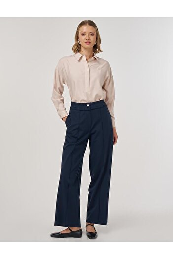 KYR Relaxed Fit Rayon Trousers Dark Navy Blue