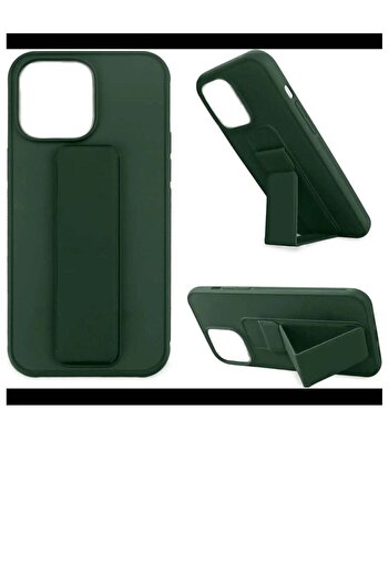 Generic Protective case cover with finger grip rest for iPhone14Pro Dark Green (Olive)