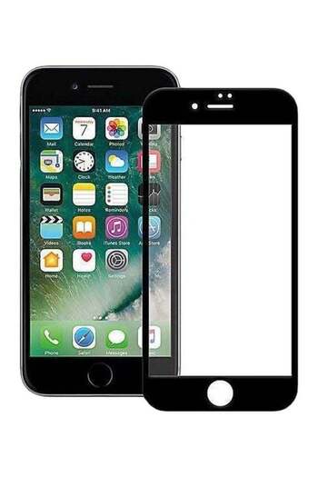 Generic واقي شاشة زجاجي مقوى 5D لهاتف Apple iPhone 6 Plus شفاف/أسود