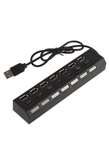 Generic موزع USB LED بـ 7 منافذ باللون الأسود