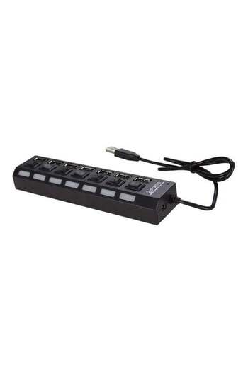 Generic موزع USB أسود بـ 7 منافذ