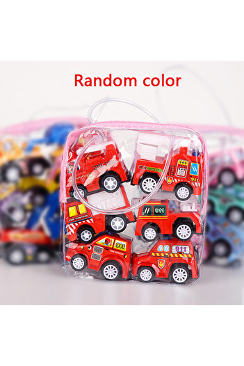 Choice4 Red 4/6Pcs Mini Inertial Pull Back Engineering Car Set Child Kids Cartoon Toys Birthday Gift