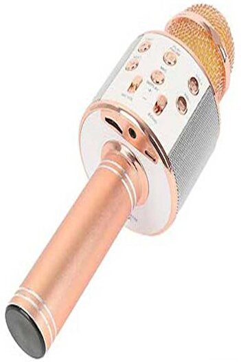 Generic Wireless Handheld Karaoke Bluetooth Microphone MicWs858 MP-012 Gold/White
