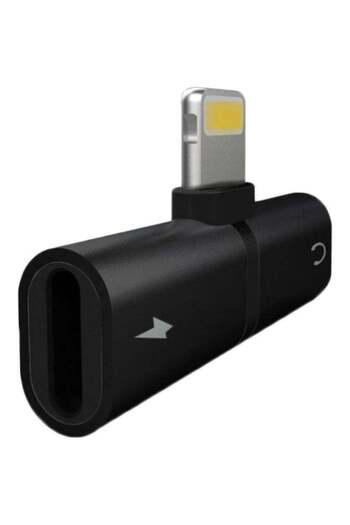 Generic 2-In-1 Lightning Adapter For Apple iPhone7/7 Plus/8/8 Plus Black