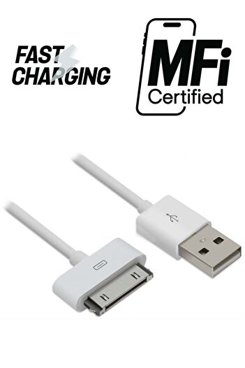 Muzz USB Data And Charging Cable For Apple iPhone 4/4s/iPad 2/3 White