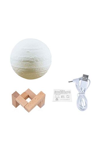 Generic Touch Control 3D Moon Lamp White/Beige 15cm