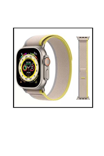 Generic Apple Watch strap made of rubber beige and yellow size 45