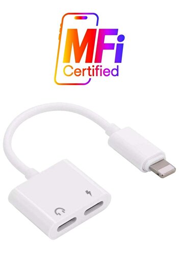 Kkmoon 2-In-1 Audio And Charging Adapter White