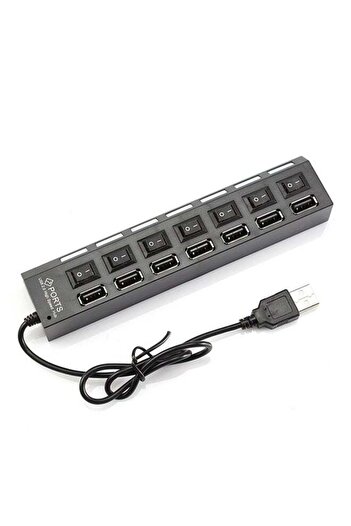 OEM 7 Port Slot Tap USB 2.0 Hub Adapter Splitter Black
