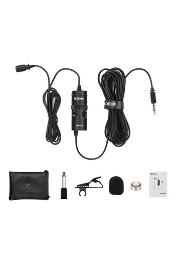 BOYA Omni-Directional Lavaliere Clip-On Condenser Microphone Set LU-D7597 Black/Gold