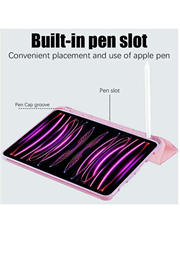 Generic iPad Air 12.9 (2024) Case with Pen Holder Pink Color