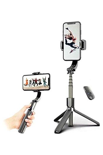 Generic Selfie Stick With Gimbal Stabilizer And Tripod Stand L08 Black