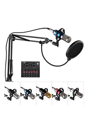 Generic Professional Condenser Microphone Kit With External Sound Card Multicolor
