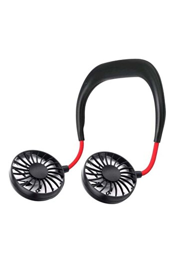 Generic Rechargeable Mini USB Neck Fan LSKG0114-4 Black/Red
