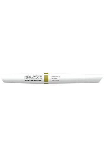 Winsor and Newton قلم رسم جرافيكي ملون باللون الأخضر الذهبي برأسين