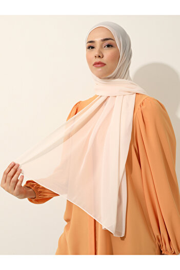 Tuva By Styli Cream Plain Chiffon Shawl