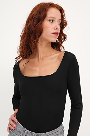 Addax Basic U Neck Long Sleeve Bodysuit Z1949
