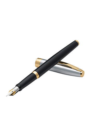 Sheaffer Sagaris Black Chrome Gold Trim Fountain Pen