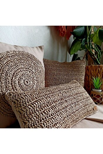 EACHTOME Raffia Bohemian 3-Piece Set with Inner Filling for Throw Pillows