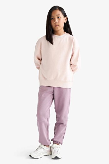 DeFacto F0389 Bordo Kız Çocuk Beli Lastikli Jogger Eşofman Altı