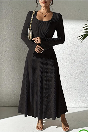 missamour Women's Trendy U-Neck Thick Wicked-Stitched Dress