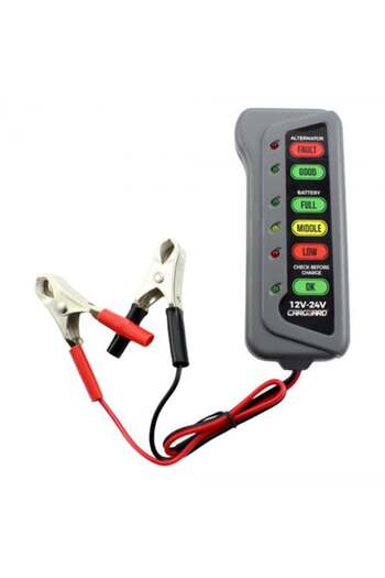Universal Tester de alternator si baterie/acumulator Carguard, afisare LED, pentru autoturisme/camioane, tensi