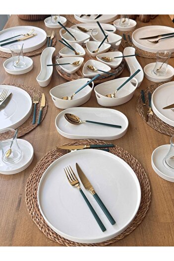 ROSSEV Breakfast Set Pure Green 86 Pieces for 6 People