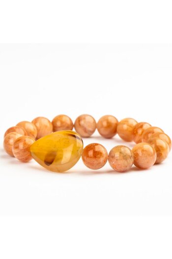 Mitr Sunstone Natural Stone Bracelet (10 mm) – Golden Aura