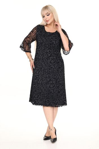 modayız Spanish Sleeve Plus Size Lining Glitter Detailed Dress 45A-2698