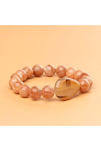 Mitr Sunstone Natural Stone Bracelet (10 mm) – Golden Aura