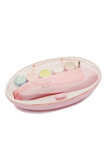 dalip Electric Nail File for Children and Babies, Flippy, ABS, 6 Accessories, with LED Light, Pink White