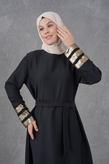 Fzd filizzade Sleeveless Sequin Trim Belted Dress