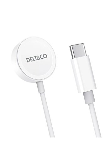 DELTACO Magnetic Wireless Charging Cable Compatible with Apple Watch, 1m, USB-C Connector, White