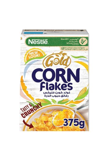 Nestle Gold Corn Flakes Breakfast Cereal 375 g Crunchy Corn Cereal with Vitamins for Daily Energy