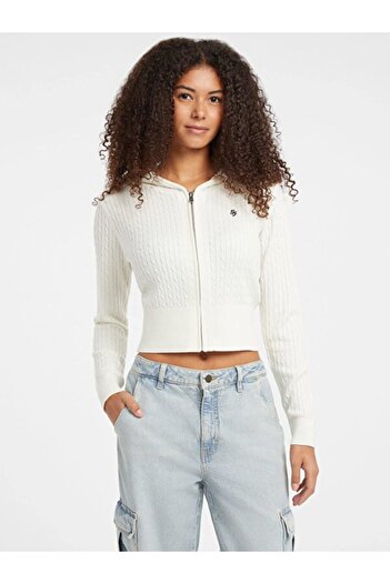 Guess Jeans Kadın Yün Karışımlı Triko Hırka